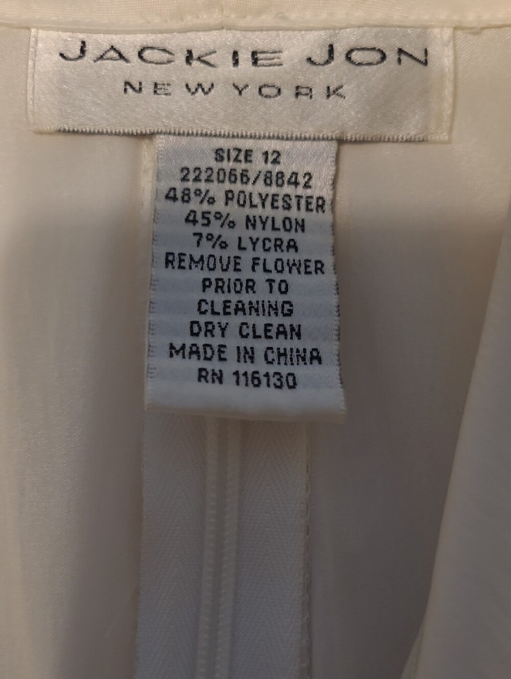 Jackie Jon Women's Cream Sleeveless Wrap Satin Top with Floral Accent Size 12 - Picture 3 of 6